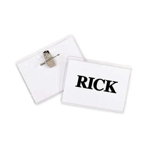 Image of C-Line® 95723 Name Badge Kits, Top Load, 3 1/2 X 2 1/4, Clear, Combo Clip/pin, 50/box