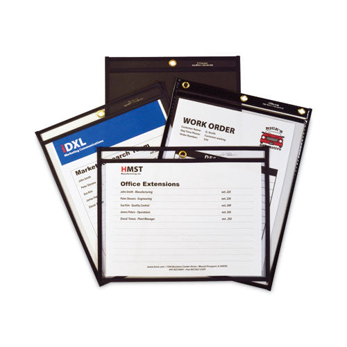Image of C-Line® 50912 Super Heavyweight Plus Stitched Shop Ticket Holders, Top Load 9 x 12 Insert, Clear Front, Black Border, 15/Box