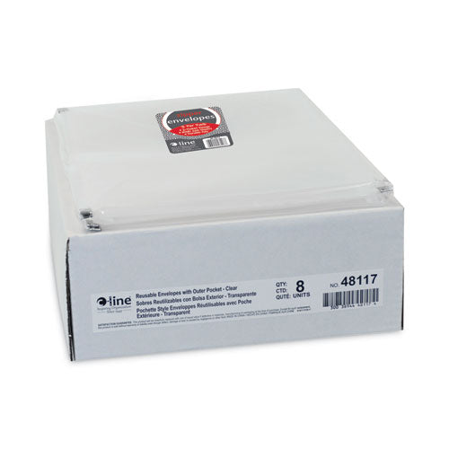 Image of C-Line® 48117 Zip 'n Go Reusable Envelope With Outer Pocket, 1" Capacity, 2 Sections, 10 X 13, Clear, 3/pack