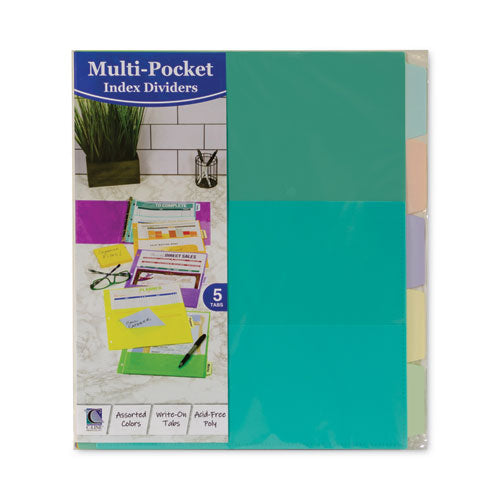 Image of C-Line® 07650 Index Dividers With Multi-Pockets, 5-Tab, 11.5 X 10, Assorted, 1 Set