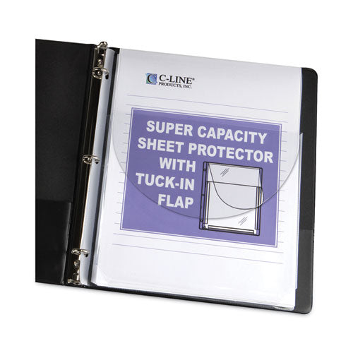 Image of C-Line® 61027 Super Capacity Sheet Protectors with Tuck-In Flap, Super Heavy-Duty, Side: 3-Hole Punched, 8.5 x 11 Insert, Clear, 10/Pack