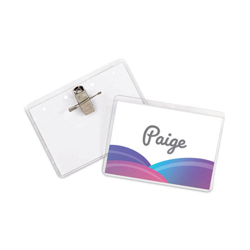 Image of C-Line® 95723 Name Badge Kits, Top Load, 3 1/2 X 2 1/4, Clear, Combo Clip/pin, 50/box