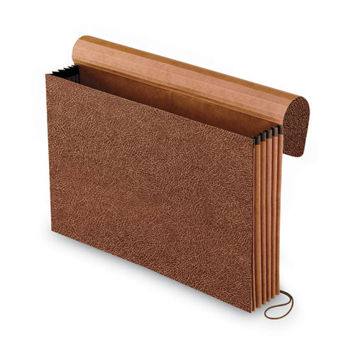 Image of Pendaflex® 1076GL-OX Standard Expanding Wallet with Fiber Gussets, 5.25" Expansion, 1 Section, Elastic Cord Closure, Legal Size, Red Fiber