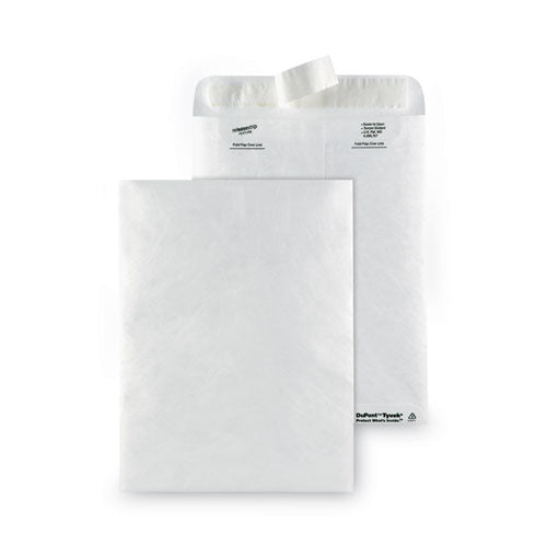 Image of Survivor® QUAR1462 Lightweight 14 lb Tyvek Catalog Mailers, #10 1/2, Square Flap, Redi-Strip Adhesive Closure, 9 x 12, White, 50/Box