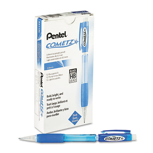 Image of Pentel® AX119C Cometz Mechanical Pencil, 0.9 mm, HB (#2), Black Lead, Blue Barrel, Dozen