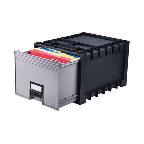 Image of Storex 61178E02C Archive Storage Drawers With Key Lock, Letter Files, 15.25" X 18" X 11.5", Black/gray