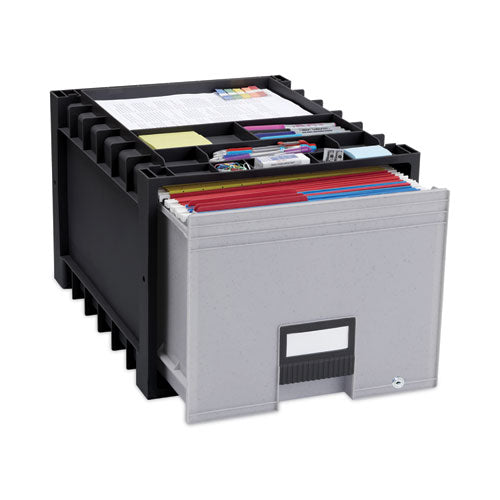 Image of Storex 61178E02C Archive Storage Drawers With Key Lock, Letter Files, 15.25" X 18" X 11.5", Black/gray