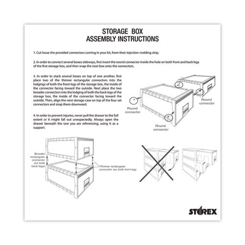Image of Storex 61178E02C Archive Storage Drawers With Key Lock, Letter Files, 15.25" X 18" X 11.5", Black/gray