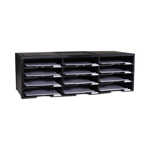 Image of Storex 61602U01C Storex Literature Organizer, 12 Compartments, 10.63 x 13.3 x 31.4, Black