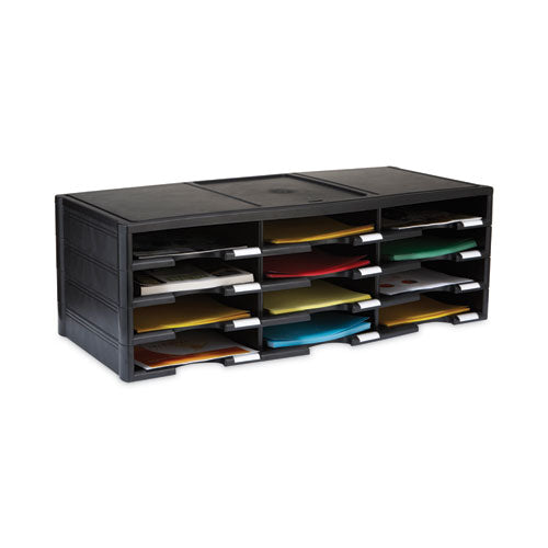Image of Storex 61602U01C Storex Literature Organizer, 12 Compartments, 10.63 x 13.3 x 31.4, Black