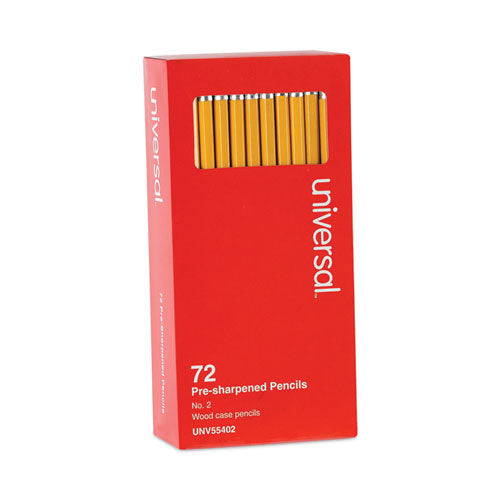 Image of Universal UNV55402 #2 Pre-Sharpened Woodcase Pencil, Hb (#2), Black Lead, Yellow Barrel, 72/pack