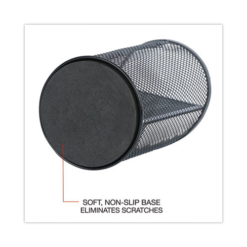 Image of Universal® UNV20019 Metal Mesh 3-Compartment Pencil Cup, 4.13" Diameter x 6"h, Black