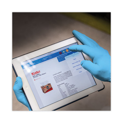 Image of KleenGuard 54189 G10 Comfort Plus Blue Nitrile Gloves, Powder-Free, X-Large, 4 mil Thick, 9.5" Long, Light Blue, 100/Box