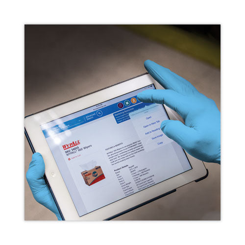 Image of KleenGuard 54188 G10 Comfort Plus Blue Nitrile Gloves, Powder-Free, Large, 4 mil Thick, 9.5" Long, Light Blue, 100/Box