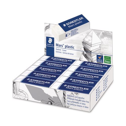 Image of Staedtler® 526 50 Mars Eraser, For Pencil/ink Marks, Rectangular Block, Large, White, 20/box