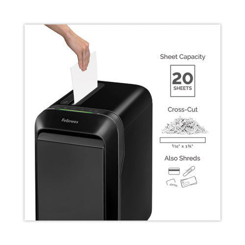 Image of Fellowes® 5501701 Powershred Lx190 Cross-Cut Shredder, 20 Manual Sheet Capacity