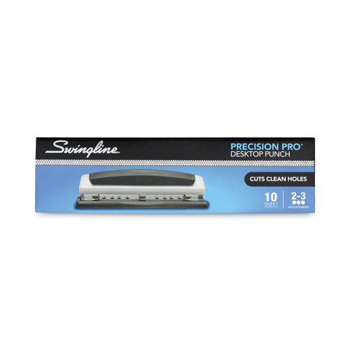 Image of Swingline® A7074037D 10-Sheet Precision Pro Desktop Two- To Three-Hole Punch, 9/32" Holes