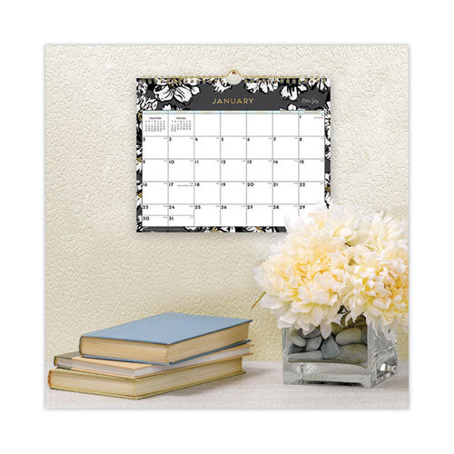 Image of Blue Sky® 116052 Baccara Dark Wall Calendar, Floral Artwork, 11 x 8.75, White/Black/Gold Sheets, 12-Month (Jan to Dec): 2026