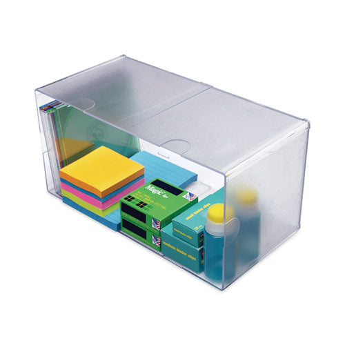 Image of deflecto® 350501 Stackable Cube Organizer, Double Cube, Plastic, 12 x 6 x 6, Clear