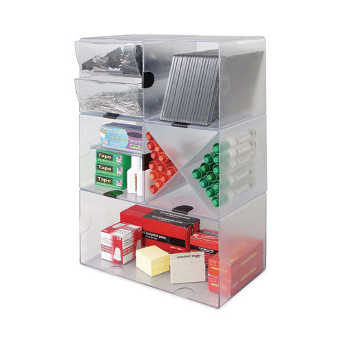 Image of deflecto® 350501 Stackable Cube Organizer, Double Cube, Plastic, 12 x 6 x 6, Clear