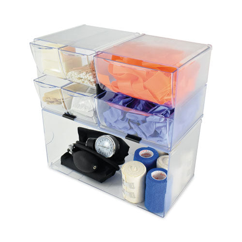 Image of deflecto® 350501 Stackable Cube Organizer, Double Cube, Plastic, 12 x 6 x 6, Clear
