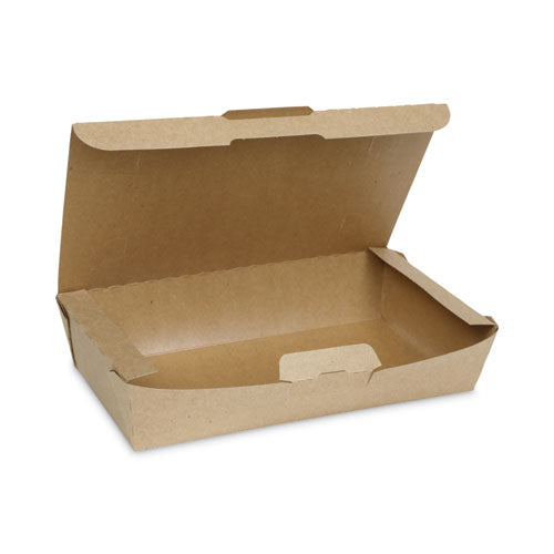 Image of Pactiv Evergreen NOB02KECTE EarthChoice Tamper Evident OneBox Paper Box, 9.7 x 5.6 x 2, Brown, 100/Carton