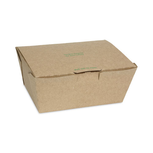 Image of Pactiv Evergreen NOB03KECTE EarthChoice Tamper Evident OneBox Paper Box, 7.6 x 5.7 x 3.3, Brown, 160/Carton