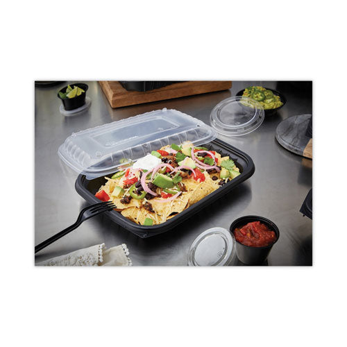 Image of Pactiv Evergreen YCNB12X94800 EarthChoice Entree2Go Takeout Container, 48 oz, 11.8 x 8.8 x 1.61, Black, Plastic, 200/Carton