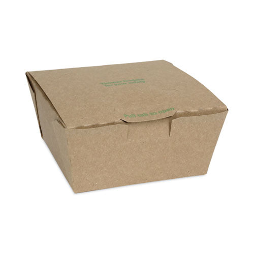 Image of Pactiv Evergreen NOB01KECTE EarthChoice Tamper Evident OneBox Paper Box, 5.4 x 5.4 x 2.5, Brown, 312/Carton