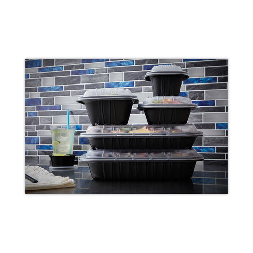 Image of Pactiv Evergreen YCNB12X94800 EarthChoice Entree2Go Takeout Container, 48 oz, 11.8 x 8.8 x 1.61, Black, Plastic, 200/Carton