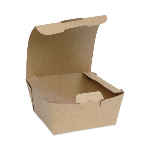 Image of Pactiv Evergreen NOB01KECTE EarthChoice Tamper Evident OneBox Paper Box, 5.4 x 5.4 x 2.5, Brown, 312/Carton
