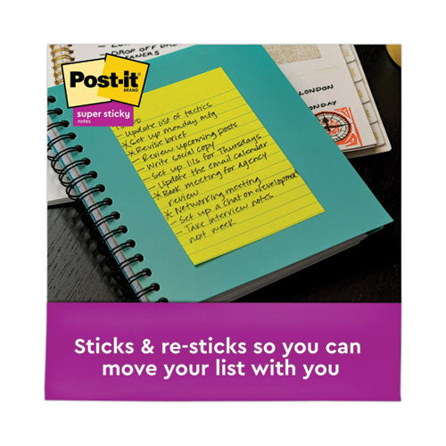 Image of Post-it® Notes Super Sticky 660-24SSAU-CP Pads in Energy Boost Collection Colors, Note Ruled, 4" x 6", 45 Sheets/Pad, 24 Pads/Pack