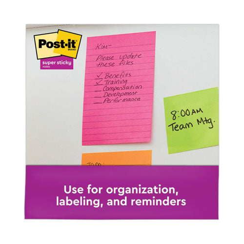 Image of Post-it® Notes Super Sticky 660-24SSAU-CP Pads in Energy Boost Collection Colors, Note Ruled, 4" x 6", 45 Sheets/Pad, 24 Pads/Pack