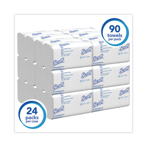 Image of Scott® 04442 Slimfold Towels, 1-Ply, 7.5 x 11.6, White, 90/Pack, 24 Packs/Carton
