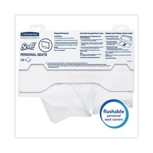 Image of Scott® 07140 Personal Seats Sanitary Toilet Seat Covers, 15 X 18, White, 125/pack, 24 Packs/carton