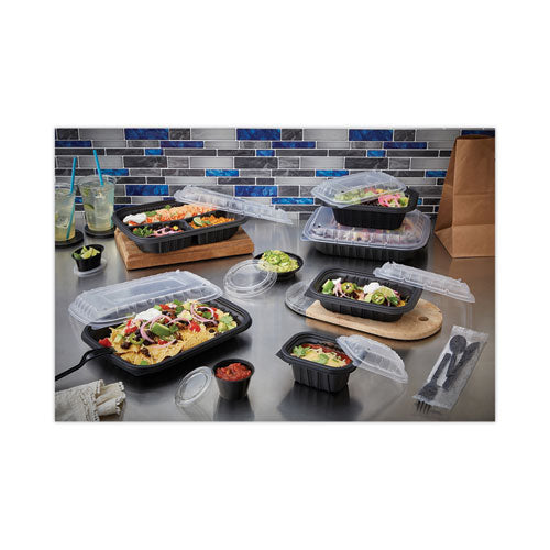 Image of Pactiv Evergreen YCNB12X96400 EarthChoice Entree2Go Takeout Container, 64 oz, 11.8 x 8.8 x 2.1, Black, Plastic, 200/Carton