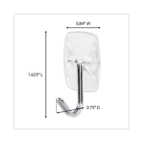 Image of Command 17067CLR-15NA Small Wire Hooks, Small, Plastic/Metal, Clear, 0.5 lb Capacity, Clear, 15 Hooks and 20 Strips/Pack