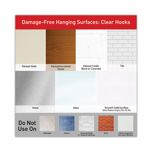 Image of Command 17067CLR-15NA Small Wire Hooks, Small, Plastic/Metal, Clear, 0.5 lb Capacity, Clear, 15 Hooks and 20 Strips/Pack