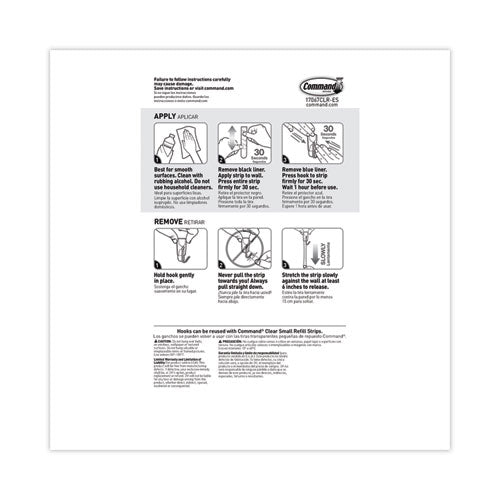 Image of Command 17067CLR-15NA Small Wire Hooks, Small, Plastic/Metal, Clear, 0.5 lb Capacity, Clear, 15 Hooks and 20 Strips/Pack