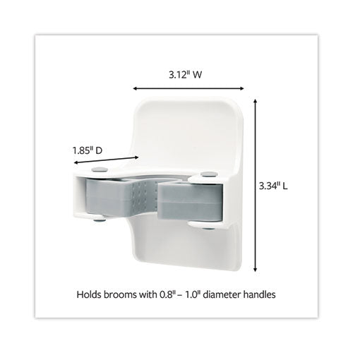 Image of Command 17007-3NA Broom Gripper, 3.12w x 1.85d x 3.34h, White/Gray, 3 Grippers/6 Strips