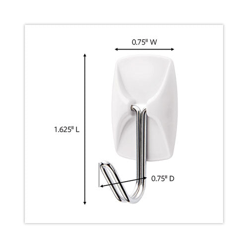 Image of Command 17067-22NA Small Wire Hooks, Small, Plastic/Metal, White, 0.5 lb Capacity, 22 Hooks and 24 Strips/Pack
