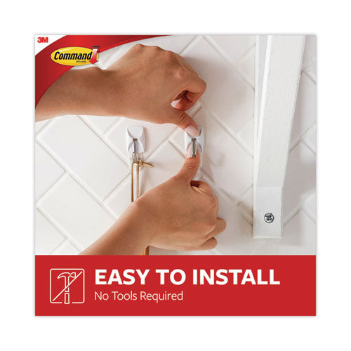 Image of Command 17067-22NA Small Wire Hooks, Small, Plastic/Metal, White, 0.5 lb Capacity, 22 Hooks and 24 Strips/Pack