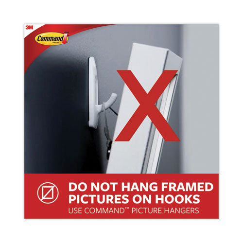 Image of Command 17067-22NA Small Wire Hooks, Small, Plastic/Metal, White, 0.5 lb Capacity, 22 Hooks and 24 Strips/Pack