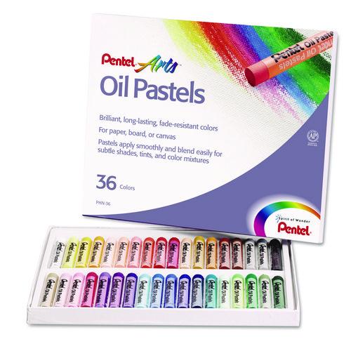 Image of Pentel® PHN-36 Oil Pastel Set With Carrying Case, 36 Assorted Colors, 0.38 Dia X 2.38", 36/pack
