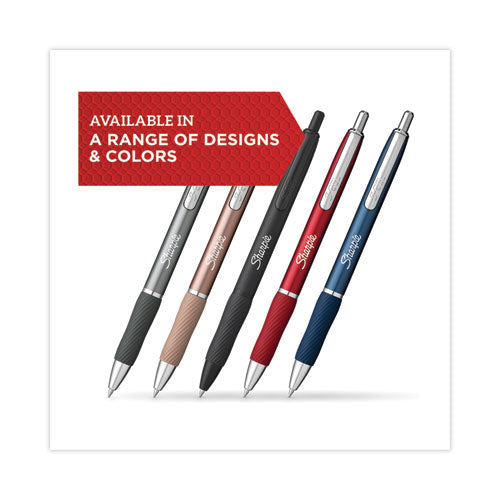 Image of Sharpie® S-Gel 2194704 S-Gel Premium Metal Barrel Gel Pen, Retractable, Medium 0.7 mm, Black Ink, Black Barrel, 2/Pack