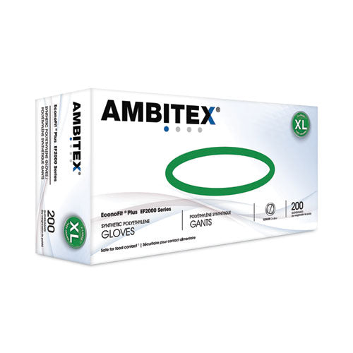 Image of AMBITEX® EFXL2000 EconoFit Plus Polyethylene Gloves, Powder-Free, X-Large, Clear, 200/Box, 10 Boxes/Carton
