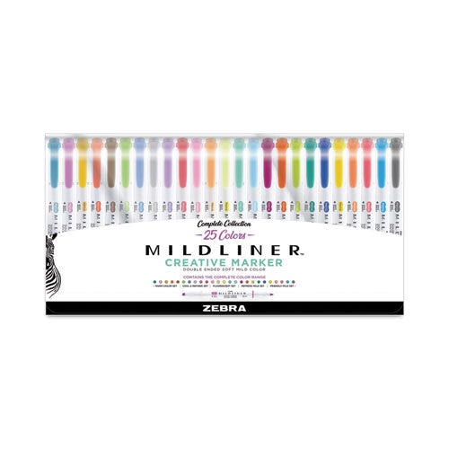 Image of Zebra® 78525 Mildliner Double Ended Highlighter Variety Pack, Asst Ink Colors, Bold-Chisel/Fine-Bullet Tips, Asst Barrel Colors, 25/Pack