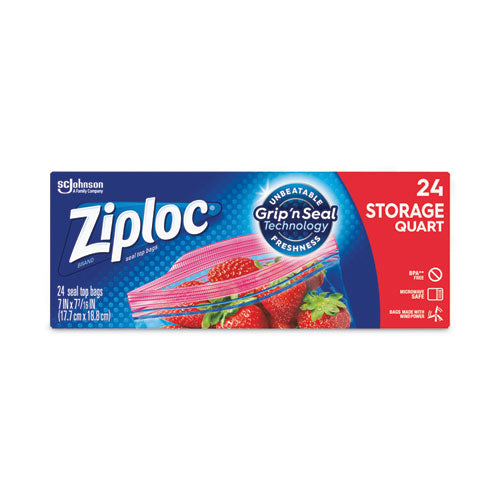 Image of Ziploc® 383235 Seal Top Bags, Quart, 7.44" x 7", Clear, 24/Box