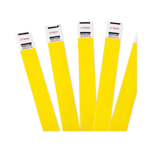 Image of Advantus 75444 Crowd Management Wristbands, Sequentially Numbered, 10" x 0.75", Yellow, 100/Pack