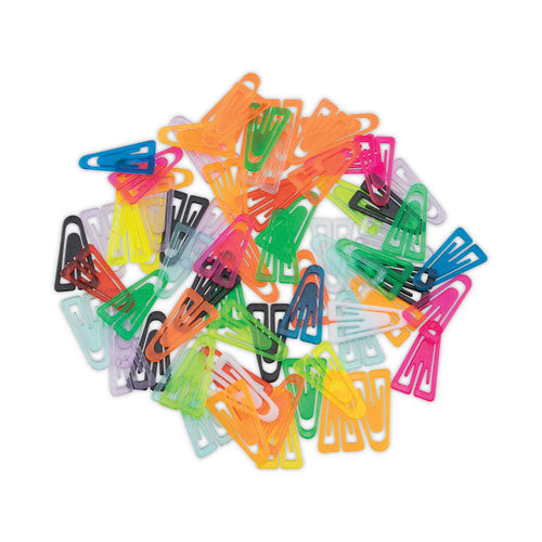Image of GEM® PC0300 Plastic Paper Clips, Medium, Smooth, Assorted Colors, 500/Box
